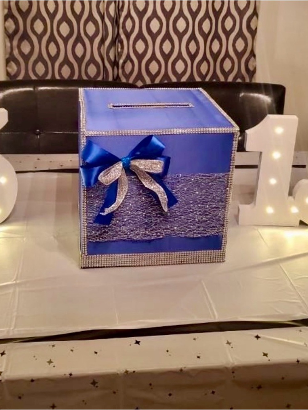 Quinceñiera Decorative Gift Card Box with Silver Accents & Two Light #15